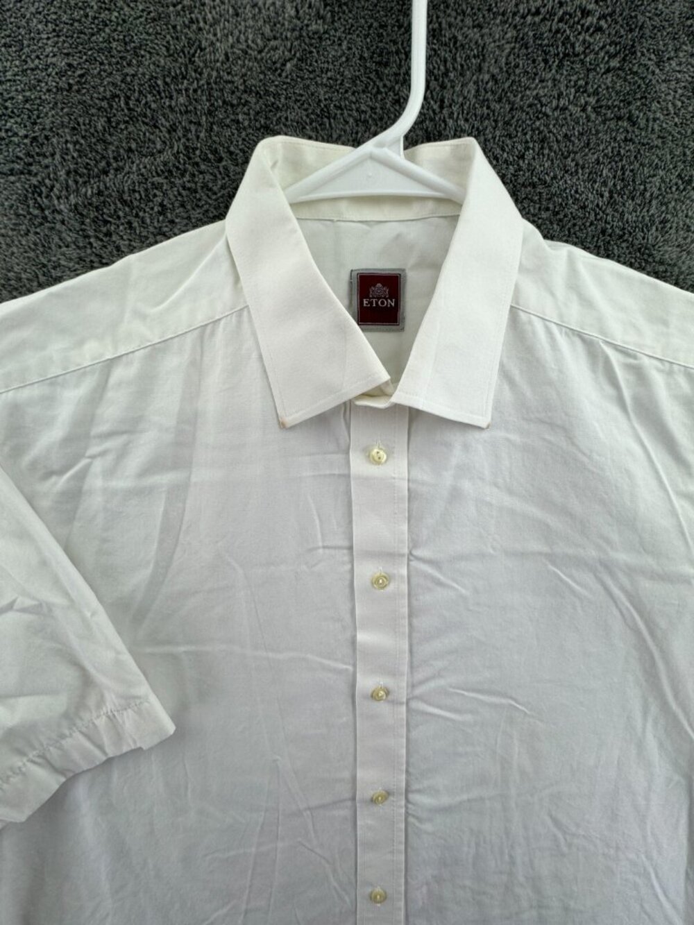 Eton Sweden Button Up Shirt Short Sleeve White Men’s Cotton Size 15 Designer